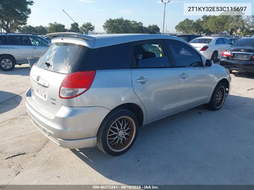 2003 Toyota Corolla Matrix Xrs VIN: 2T1KY32E53C115697 Lot: 40372541