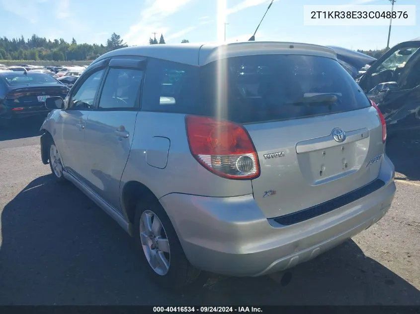 2003 Toyota Matrix Xr VIN: 2T1KR38E33C048876 Lot: 40416534