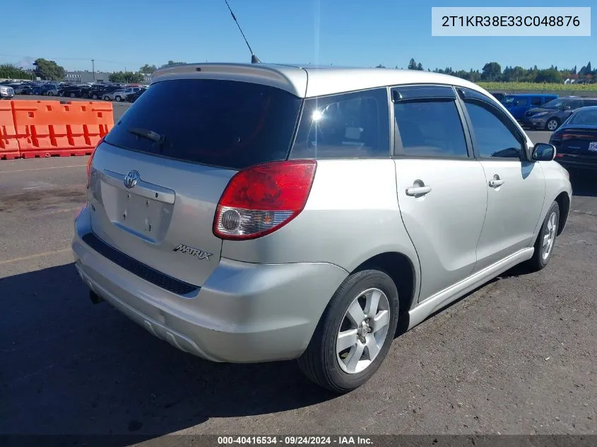 2003 Toyota Matrix Xr VIN: 2T1KR38E33C048876 Lot: 40416534