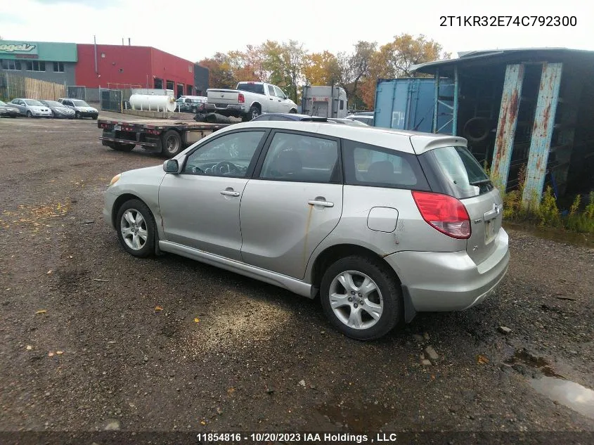 2004 Toyota Matrix Wagon VIN: 2T1KR32E74C792300 Lot: 11854816X