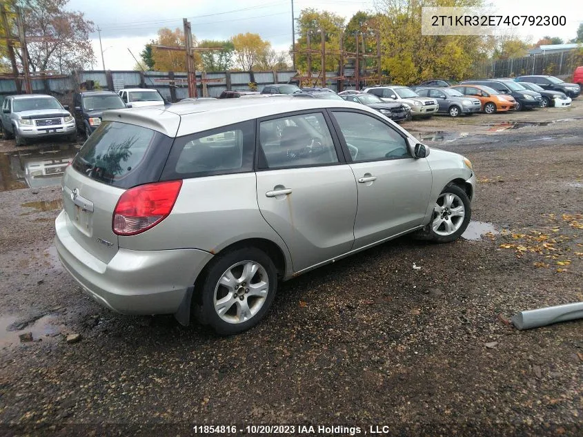 2004 Toyota Matrix Wagon VIN: 2T1KR32E74C792300 Lot: 11854816X