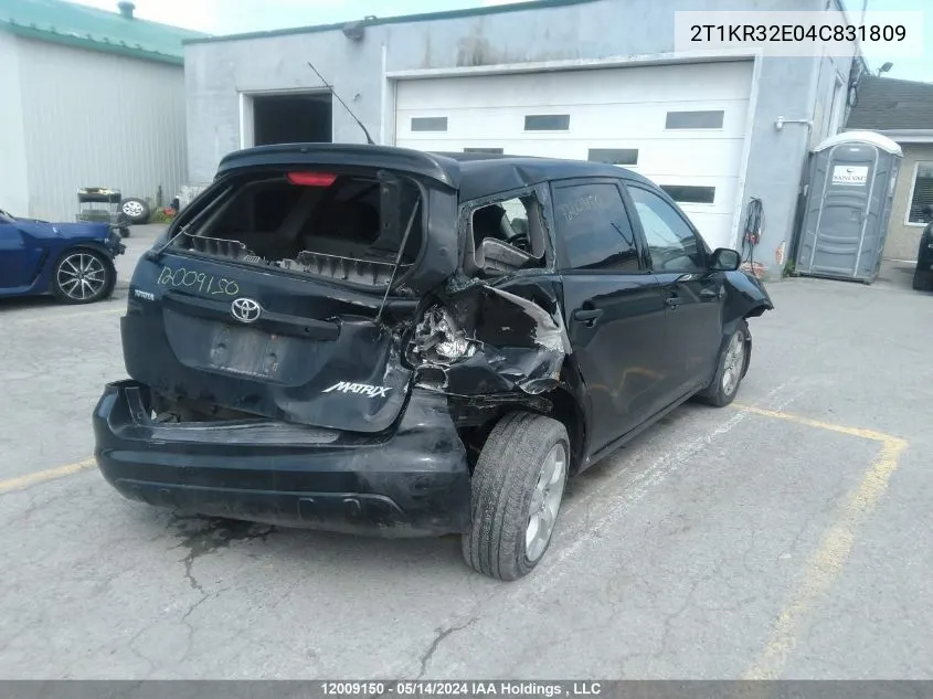 2004 Toyota Matrix VIN: 2T1KR32E04C831809 Lot: 12009150