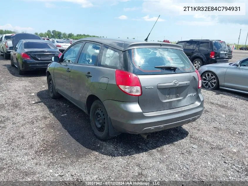 2T1KR32E84C794931 2004 Toyota Matrix Xr