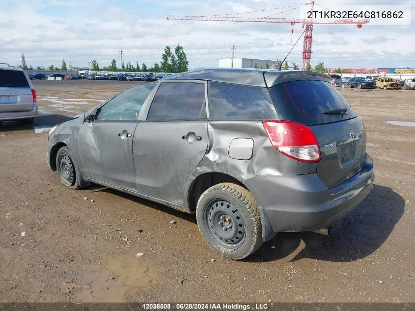 2004 Toyota Matrix Xr VIN: 2T1KR32E64C816862 Lot: 12038508