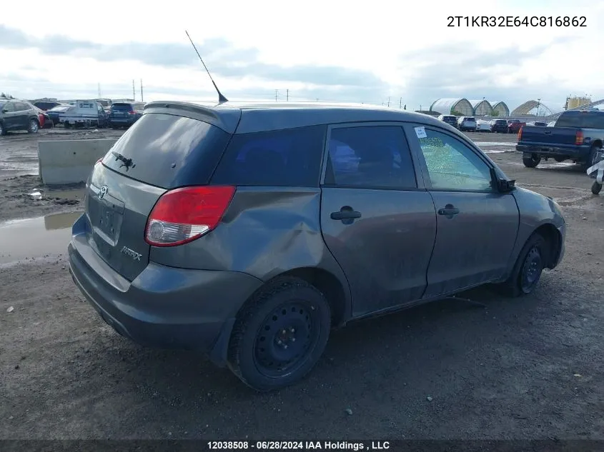 2004 Toyota Matrix Xr VIN: 2T1KR32E64C816862 Lot: 12038508