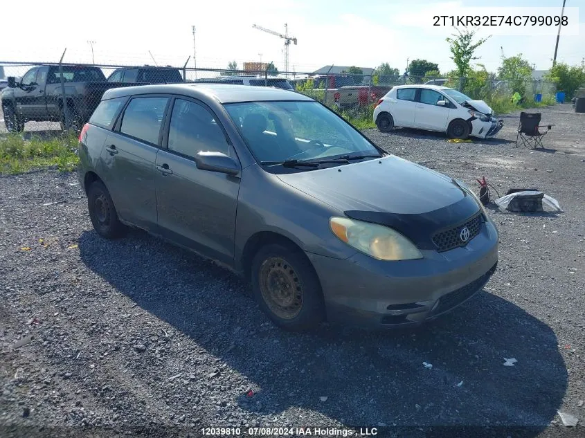 2004 Toyota Matrix VIN: 2T1KR32E74C799098 Lot: 12039810