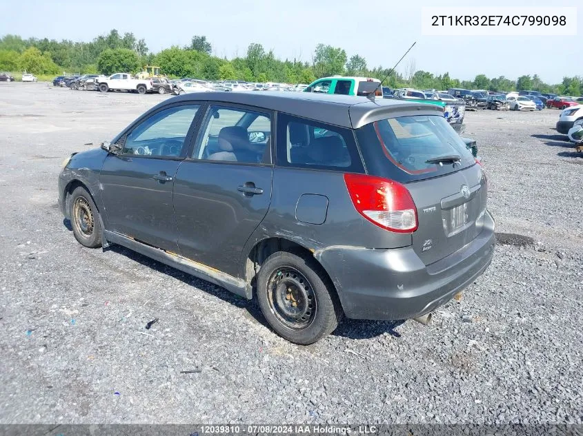 2004 Toyota Matrix VIN: 2T1KR32E74C799098 Lot: 12039810