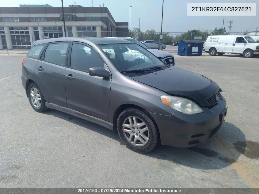 2004 Toyota Matrix Xr VIN: 2T1KR32E64C827621 Lot: 20170153