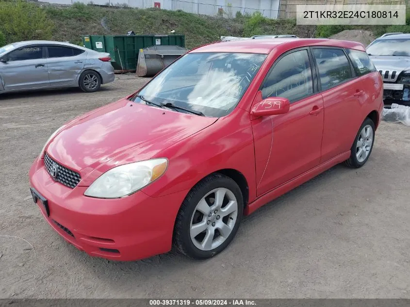 2004 Toyota Matrix Xr VIN: 2T1KR32E24C180814 Lot: 39371319