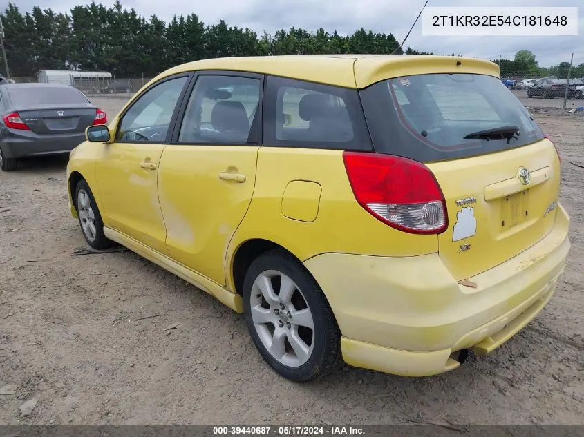 2004 Toyota Matrix Xr VIN: 2T1KR32E54C181648 Lot: 39440687