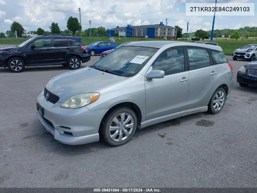 2004 Toyota Matrix Xr VIN: 2T1KR32E84C249103 Lot: 39451084