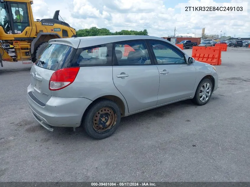 2004 Toyota Matrix Xr VIN: 2T1KR32E84C249103 Lot: 39451084