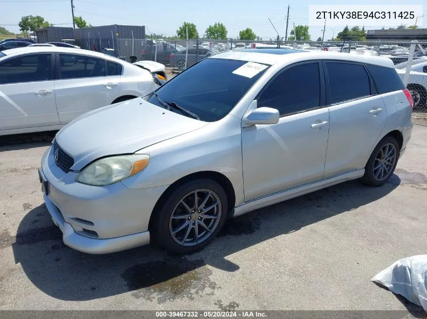 2004 Toyota Matrix Xrs VIN: 2T1KY38E94C311425 Lot: 39467332