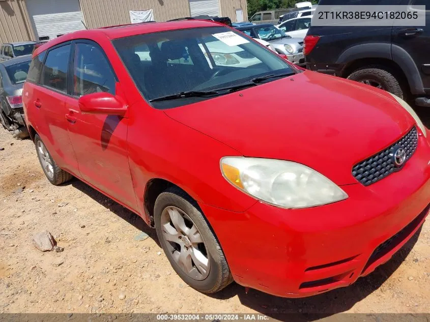 2004 Toyota Matrix Xr VIN: 2T1KR38E94C182065 Lot: 39532004