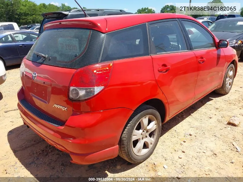 2004 Toyota Matrix Xr VIN: 2T1KR38E94C182065 Lot: 39532004