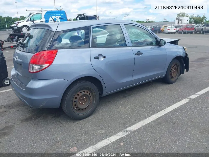 2004 Toyota Matrix Standard VIN: 2T1KR32E24C310493 Lot: 39594356