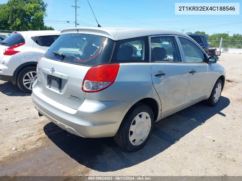 2004 Toyota Matrix Standard VIN: 2T1KR32EX4C188546 Lot: 39624253