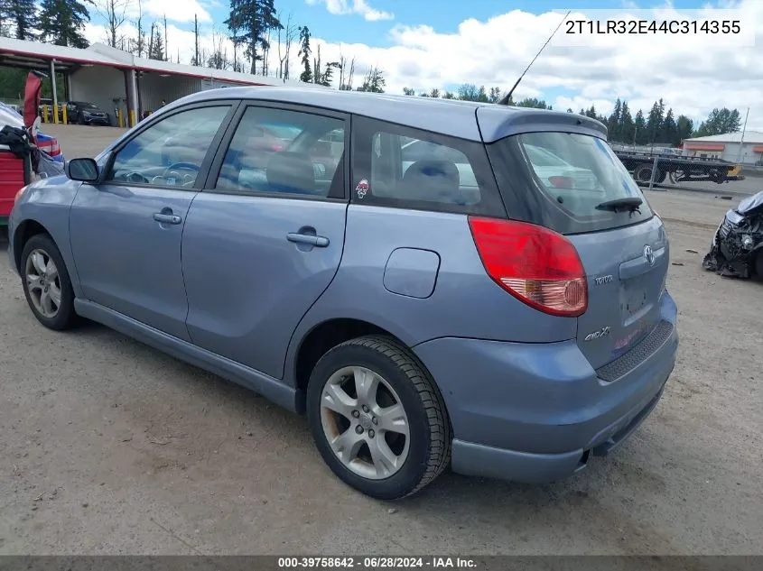 2004 Toyota Matrix Xr VIN: 2T1LR32E44C314355 Lot: 39758642