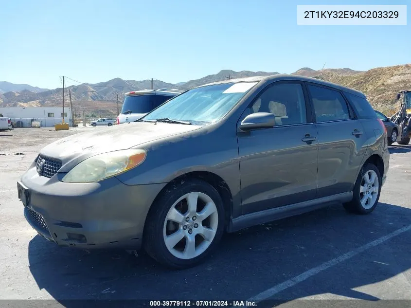 2004 Toyota Matrix Xrs VIN: 2T1KY32E94C203329 Lot: 39779112