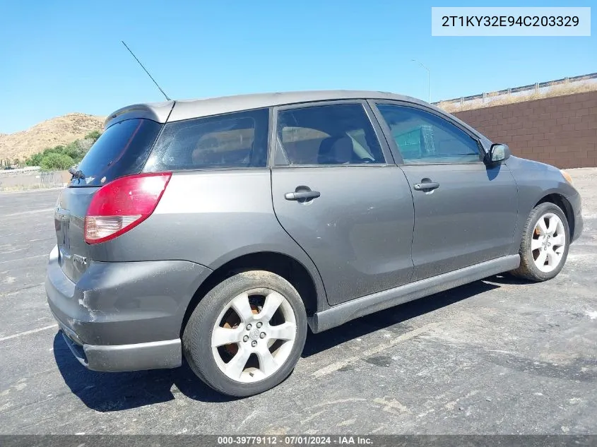 2004 Toyota Matrix Xrs VIN: 2T1KY32E94C203329 Lot: 39779112