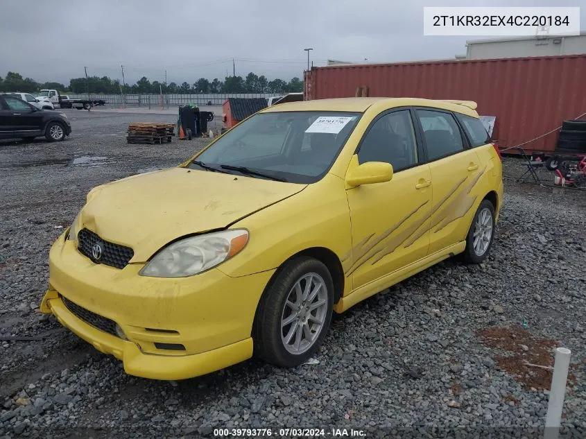 2004 Toyota Matrix Xr VIN: 2T1KR32EX4C220184 Lot: 39793776