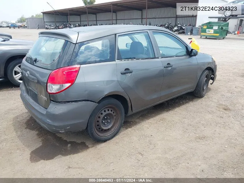 2004 Toyota Matrix Standard VIN: 2T1KR32E24C304323 Lot: 39840453