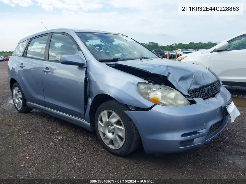 2004 Toyota Matrix Xr VIN: 2T1KR32E44C228863 Lot: 39840671