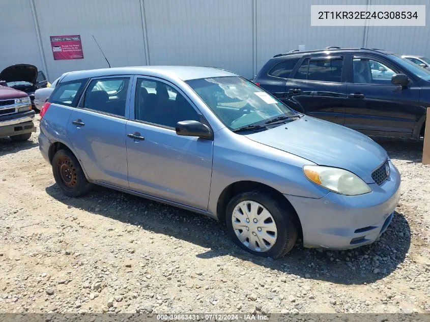 2004 Toyota Matrix Standard VIN: 2T1KR32E24C308534 Lot: 39863431