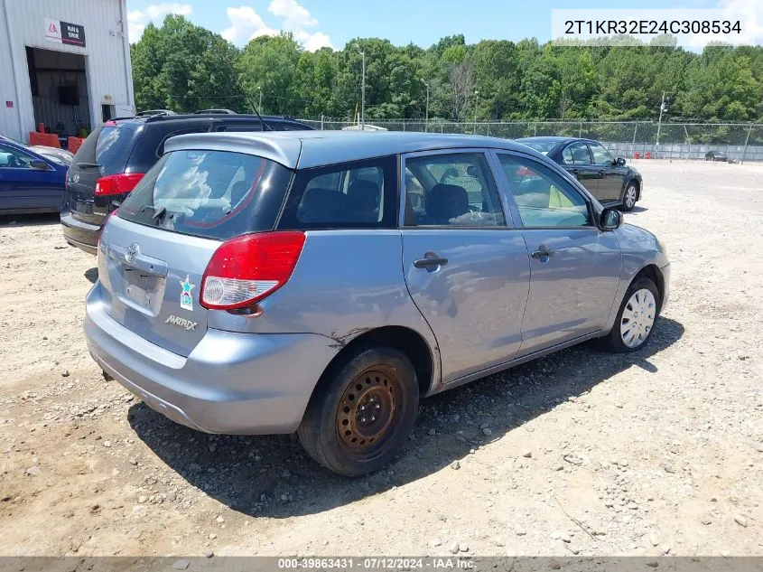 2004 Toyota Matrix Standard VIN: 2T1KR32E24C308534 Lot: 39863431