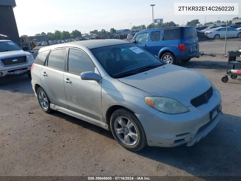 2004 Toyota Matrix Xr VIN: 2T1KR32E14C260220 Lot: 39866605