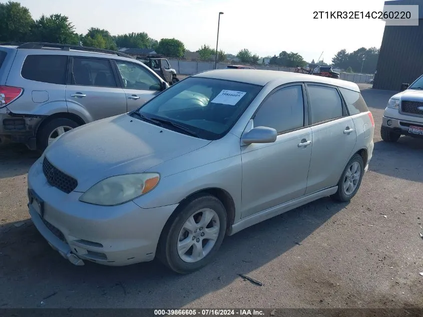 2004 Toyota Matrix Xr VIN: 2T1KR32E14C260220 Lot: 39866605