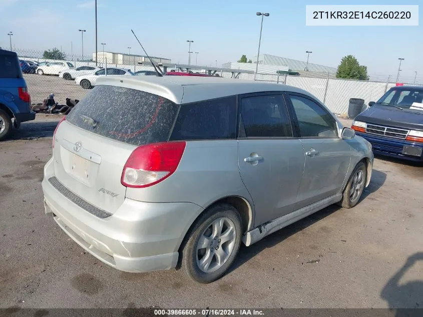 2004 Toyota Matrix Xr VIN: 2T1KR32E14C260220 Lot: 39866605