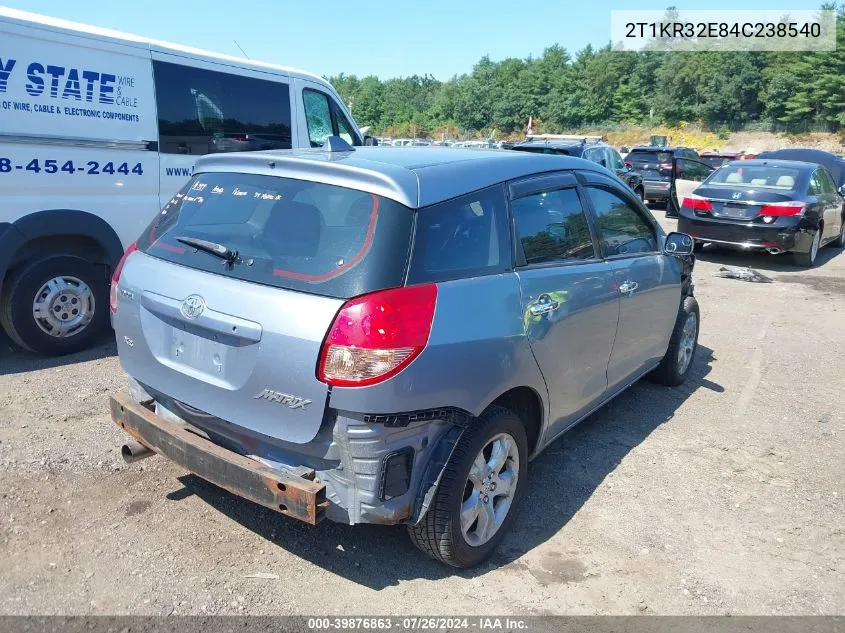 2004 Toyota Matrix Xr VIN: 2T1KR32E84C238540 Lot: 39876863