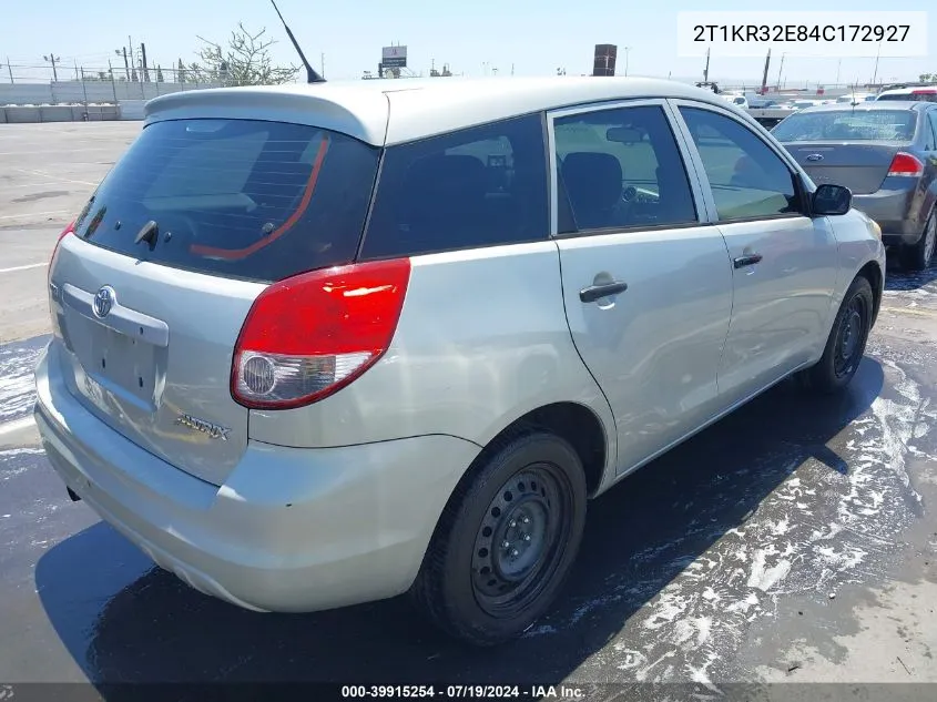 2004 Toyota Matrix Standard VIN: 2T1KR32E84C172927 Lot: 39915254