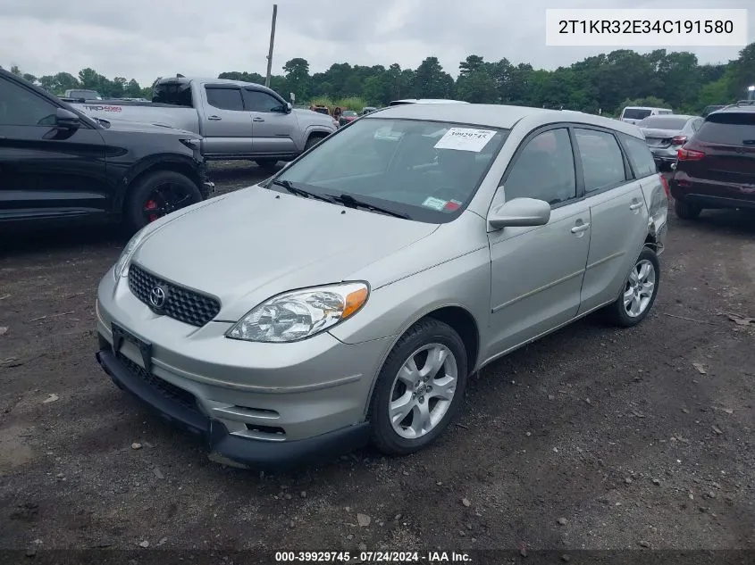 2004 Toyota Matrix Xr VIN: 2T1KR32E34C191580 Lot: 39929745