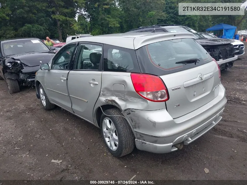 2004 Toyota Matrix Xr VIN: 2T1KR32E34C191580 Lot: 39929745