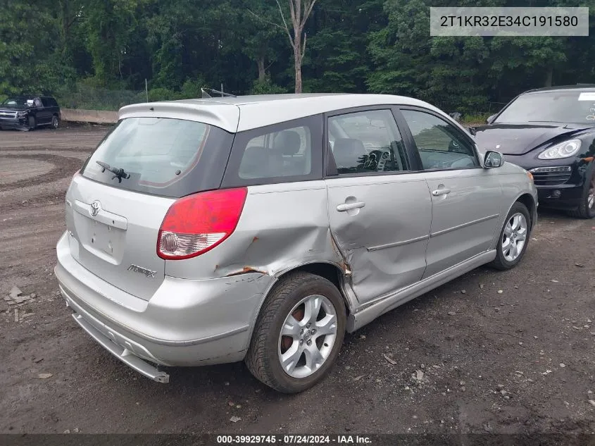 2004 Toyota Matrix Xr VIN: 2T1KR32E34C191580 Lot: 39929745