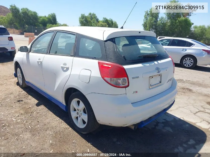 2004 Toyota Matrix Xr VIN: 2T1KR32E84C309915 Lot: 39956557