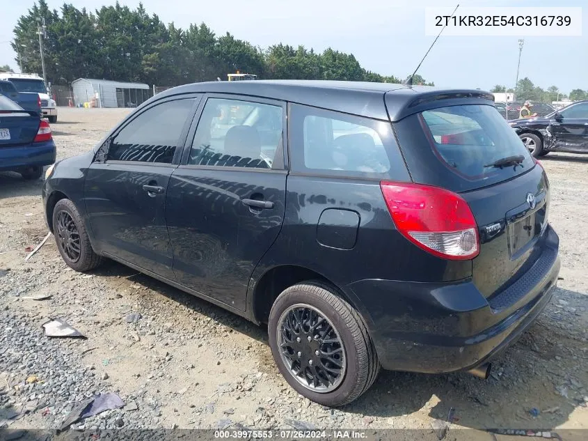 2004 Toyota Matrix Standard VIN: 2T1KR32E54C316739 Lot: 39975553