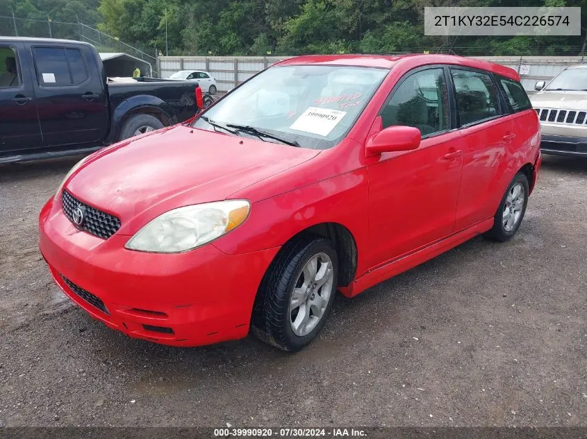 2004 Toyota Matrix Xrs VIN: 2T1KY32E54C226574 Lot: 39990920