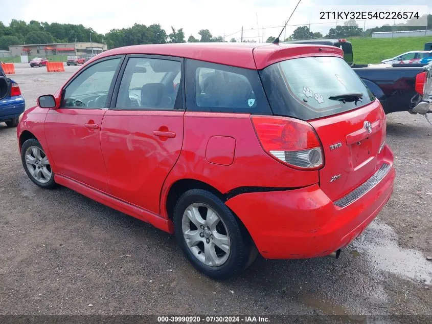 2004 Toyota Matrix Xrs VIN: 2T1KY32E54C226574 Lot: 39990920