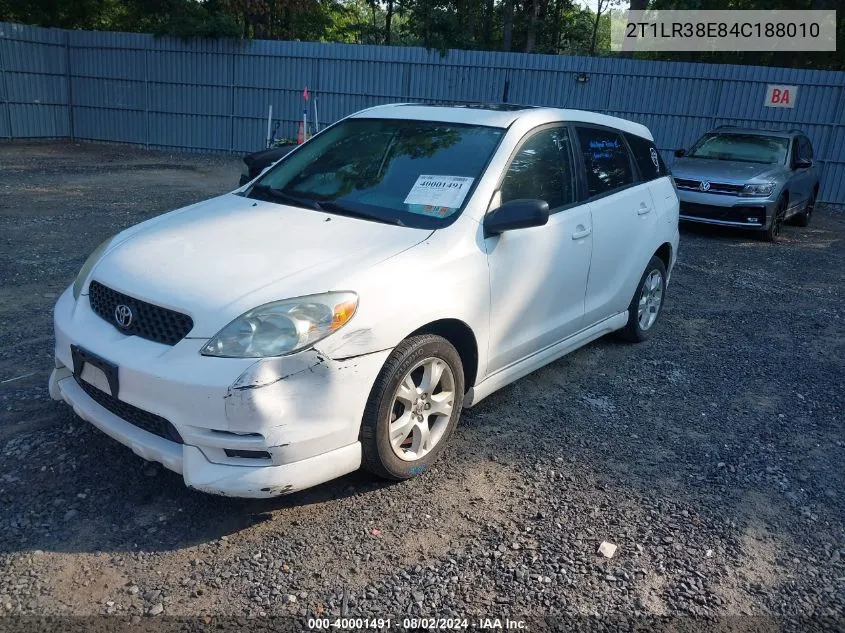 2004 Toyota Matrix Xr VIN: 2T1LR38E84C188010 Lot: 40001491