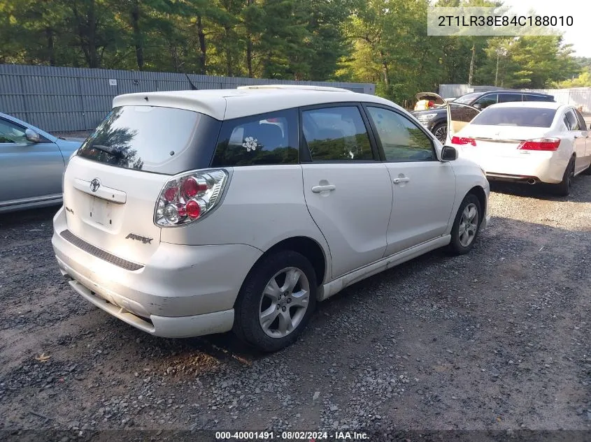 2004 Toyota Matrix Xr VIN: 2T1LR38E84C188010 Lot: 40001491