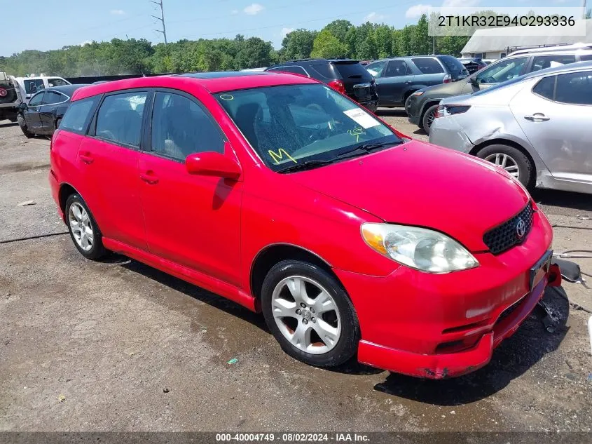 2004 Toyota Matrix Xr VIN: 2T1KR32E94C293336 Lot: 40004749