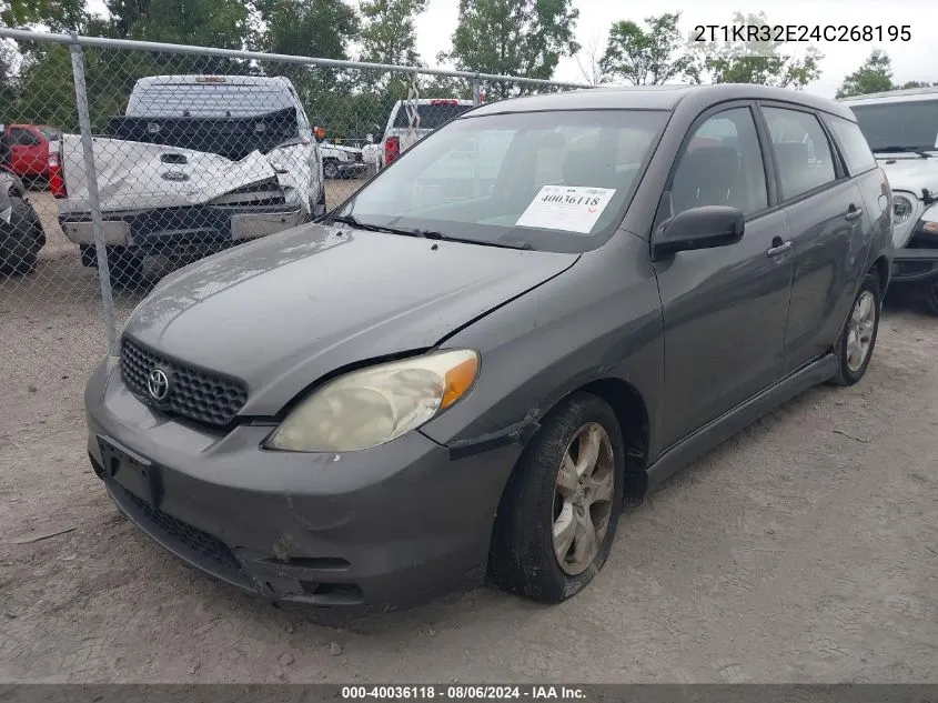 2004 Toyota Corolla Matrix Xr VIN: 2T1KR32E24C268195 Lot: 40036118