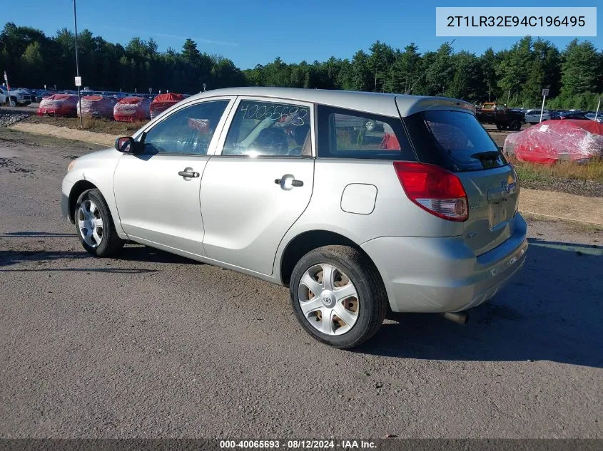 2004 Toyota Matrix Standard VIN: 2T1LR32E94C196495 Lot: 40065693