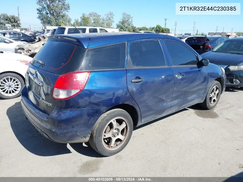 2004 Toyota Matrix Standard VIN: 2T1KR32E44C230385 Lot: 40102609