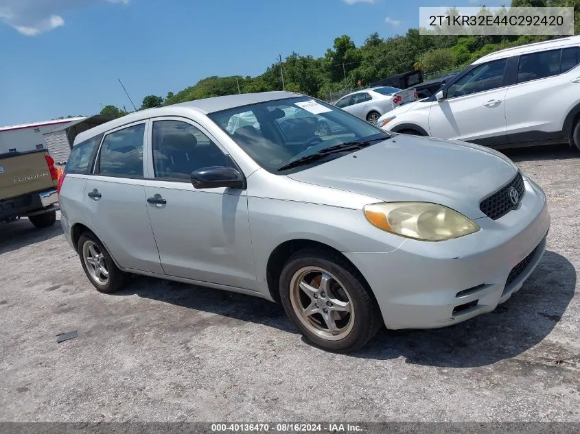 2004 Toyota Matrix Standard VIN: 2T1KR32E44C292420 Lot: 40136470