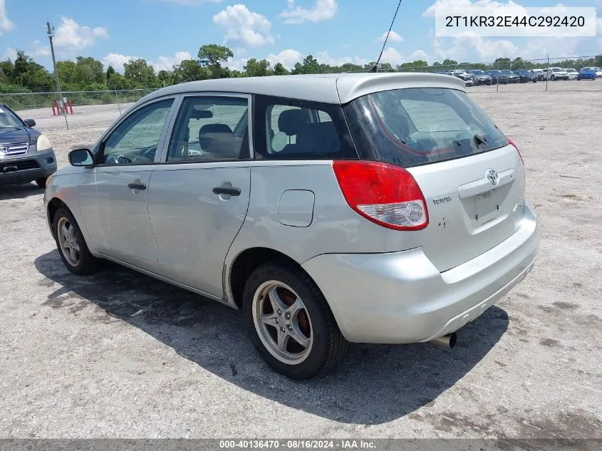 2004 Toyota Matrix Standard VIN: 2T1KR32E44C292420 Lot: 40136470