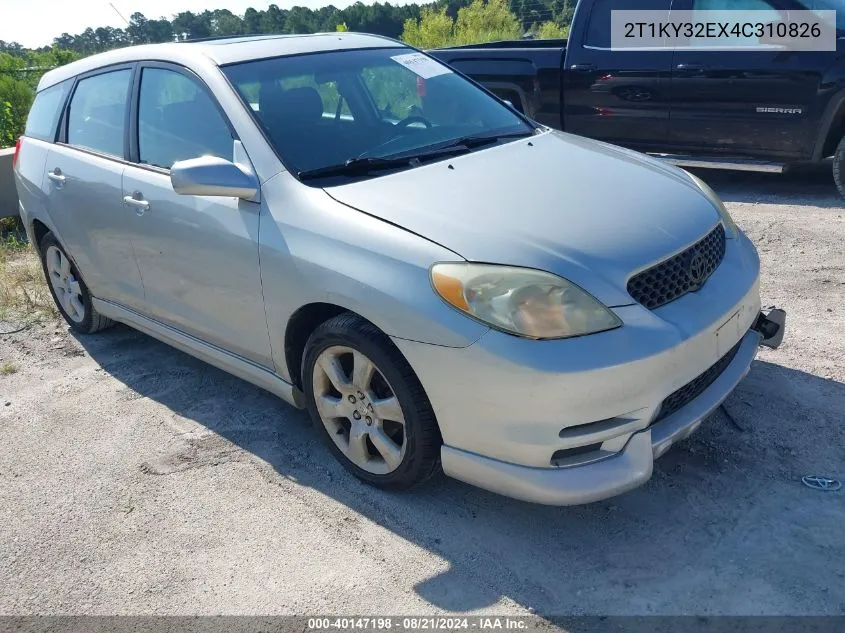 2004 Toyota Corolla Matrix Xrs VIN: 2T1KY32EX4C310826 Lot: 40147198